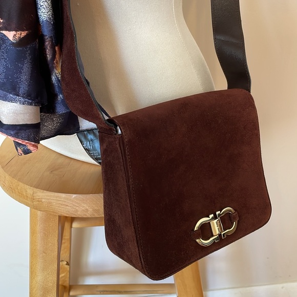 Salvatore Ferragamo Brown Suede Bag - Picture 5 of 16